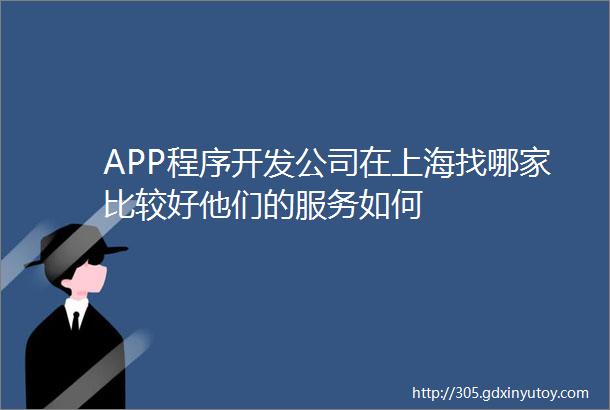 APP程序开发公司在上海找哪家比较好他们的服务如何