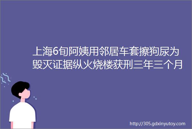 上海6旬阿姨用邻居车套擦狗尿为毁灭证据纵火烧楼获刑三年三个月明天傍晚到夜里大到暴雨来袭